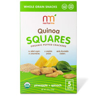 NurturMe, Quinoa Squares, Organic Puffed Crackers, Pineapple + Spinach, 5 Snack Packs, 10 g Each