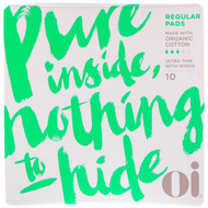 Oi, Organic Cotton Ultra Thin Pads with Wings, Regular, 10 Pads (Discontinued Item)