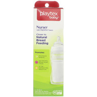 Playtex Baby, Closer to Natural Breast Feeding Bottle, 3M+, Medium, 1 Bottle with 5 Drop-INS Liners, 8-10 oz (236-300 ml)