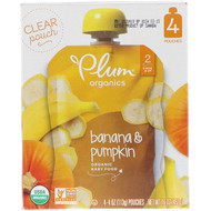 Plum Organics, Organic Baby Food, Stage 2, Banana & Pumpkin, 4 Pouches, 4 oz (113 g) Each
