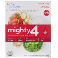 Plum Organics, Tots, Mighty 4, Nutritious Blend of 4 Food Groups, Strawberry - Banana, Kale, Greek Yogurt Oat, Amaranth, 4 Pouches, 4 oz (113 g) Each