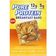 Pure Protein, Breakfast Bars, Sweet & Salty Peanut Butter, 4 Bars, 1.76 oz (50 g) Each