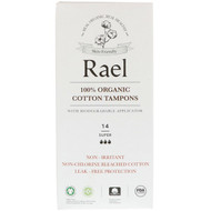 Rael, 100% Organic Cotton Tampons With Biodegradable Applicator, Super, 14 Tampons
