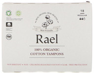 Rael, 100% Organic Cotton Tampons, Regular, 18 Tampons