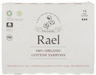 Rael, 100% Organic Cotton Tampons, Super, 18 Tampons