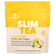 <img alt="RAPIDFIRE, Slim Tea, Lemon, 14 Pyramid Tea Sachets, 0.87 oz (24.64 g)" title="RAPIDFIRE, Slim Tea, Lemon, 14 Pyramid Tea Sachets, 0.87 oz (24.64 g),035046104887"