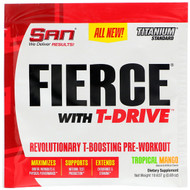 SAN Nutrition, Fierce With T-Drive, Revolutionary T-Boosting Pre-Workout, Tropical Mango, 0.69 oz (19.637 g)