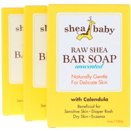 Shea Baby Shea Mama, Raw Shea Bar Soap, Unscented, 3 Pack, 4 oz (120 g) Each
