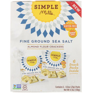 3 PACK OF Simple Mills, Naturally Gluten-Free, Almond Flour Crackers, Fine Ground Sea Salt, 6 Packs, 0.8 oz (23 g) Each