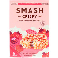 3 PACK of Smashmallow Smash Crispy Marshmallow Rice Treats Strawberries & Cream -- 6 Treats