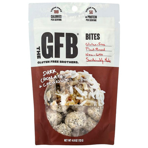 <img alt="The GFB, Gluten Free Bites, Dark Chocolate + Coconut, 4 oz (113 g)" title="The GFB, Gluten Free Bites, Dark Chocolate + Coconut, 4 oz (113 g),853056004030"