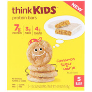 3 PACK OF ThinkThin, ThinkKids, Protein Bars, Cinnamon Sugar Cookie, 5 Bars, 1 oz (28 g) Each