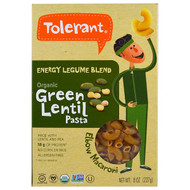 Tolerant, Organic, Energy Legume Blend, Green Lentil Pasta, Elbow Macaroni, 8 oz (227 g)