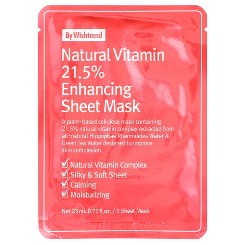 <img alt="3 PACK of By Wishtrend, Natural Vitamin 21.5% Enhancing Beauty Sheet Mask, 1 Sheet, 0.77 fl oz (23 ml)" title="3 PACK of By Wishtrend, Natural Vitamin 21.5% Enhancing Beauty Sheet Mask, 1 Sheet, 0.77 fl oz (23 ml),8809572890277"