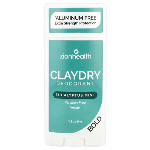 <img alt="Zion Health, Bold, ClayDry Deodorant, Eucalyptus Mint, 2.8 oz (80 g)" title="Zion Health, Bold, ClayDry Deodorant, Eucalyptus Mint, 2.8 oz (80 g),093141102665"