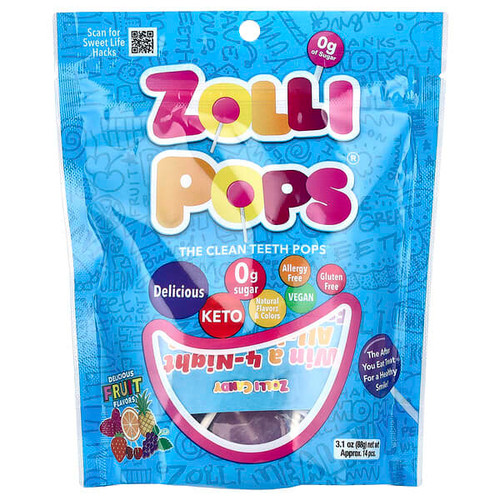 <img alt="Zollipops, The Clean Teeth Pops, Delicious Fruit Flavors , Approx. 14 Pieces, 3.1 oz (88 g)" title="Zollipops, The Clean Teeth Pops, Delicious Fruit Flavors , Approx. 14 Pieces, 3.1 oz (88 g),853231003520"