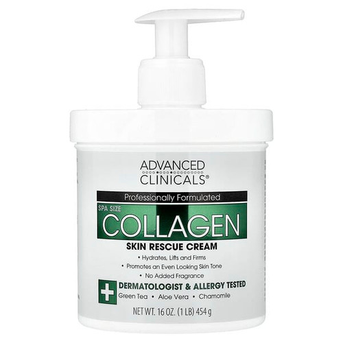 <img alt="Advanced Clinicals, Collagen, Skin Rescue Cream, 16 oz (454 g)" title="Advanced Clinicals, Collagen, Skin Rescue Cream, 16 oz (454 g),819265006395"