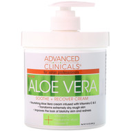 Advanced Clinicals, Soothe + Recover Cream, Aloe Vera, 16 oz (454 g)
