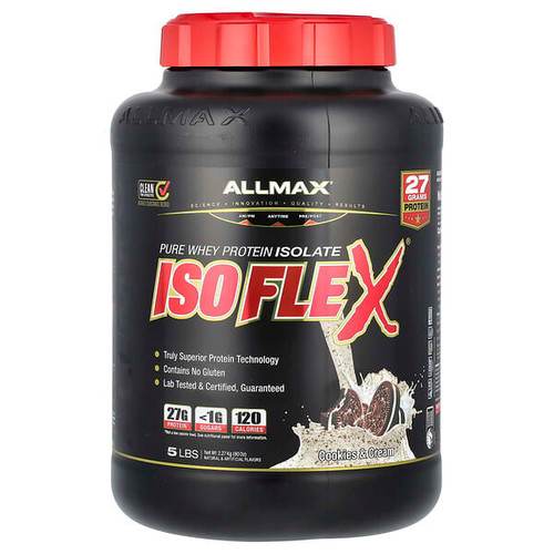 <img alt="ALLMAX, ISOFLEX, Pure Whey Protein Isolate, Cookies & Cream, 5 lbs (2.27 kg)" title="ALLMAX, ISOFLEX, Pure Whey Protein Isolate, Cookies & Cream, 5 lbs (2.27 kg),665553225234"