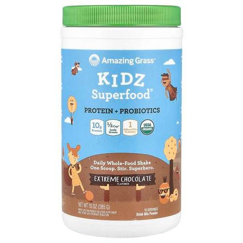 <img alt="Amazing Grass, Kidz Superfood, Protein + Probiotics, Extreme Chocolate, 10 oz (285 g)" title="Amazing Grass, Kidz Superfood, Protein + Probiotics, Extreme Chocolate, 10 oz (285 g),829835006878"