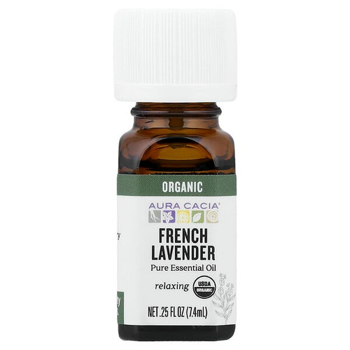 <img alt="Aura Cacia, Pure Essential Oil, Organic French Lavender, 0.25 fl oz (7.4 ml)" title="Aura Cacia, Pure Essential Oil, Organic French Lavender, 0.25 fl oz (7.4 ml),051381908652"