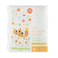 BabyGanics, Ultra Absorbent Diapers, Size 3, 16-28 lbs (7-13, 28 Diapers