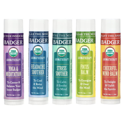 <img alt="Badger, Aromatherapy Travel Kit, 5 Pack, 0.15 oz (4.3 g) Each" title="Badger, Aromatherapy Travel Kit, 5 Pack, 0.15 oz (4.3 g) Each,634084334241"