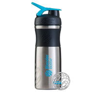 Blender Bottle, BlenderBottle, SportMixer, Stainless Steel, Black/Aqua, 28 oz