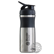Blender Bottle, BlenderBottle, SportMixer, Stainless Steel, Black/Black, 28 oz