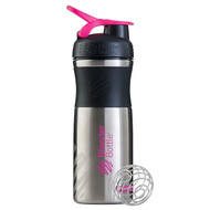 Blender Bottle, BlenderBottle, SportMixer, Stainless Steel, Black/Pink, 28 oz