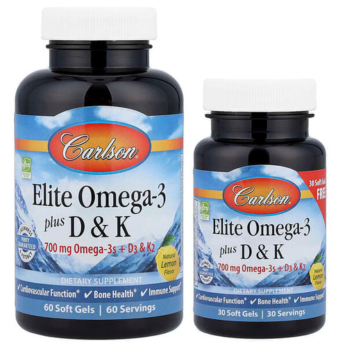 <img alt="Carlson, Elite Omega-3 Plus D & K, Natural Lemon, 90 Soft Gels" title="Carlson, Elite Omega-3 Plus D & K, Natural Lemon, 90 Soft Gels,088395175404"