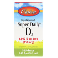 Carlson Labs, Super Daily D3, 6,000 IU, 0.35 fl oz (10.3 ml)