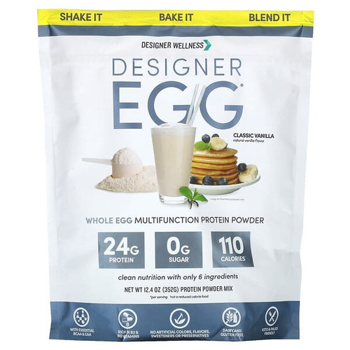 <img alt="Designer Wellness, Designer Egg, Whole Egg Multifunction Protein Powder, Classic Vanilla, 12.4 oz (352 g)" title="Designer Wellness, Designer Egg, Whole Egg Multifunction Protein Powder, Classic Vanilla, 12.4 oz (352 g),844334011598"