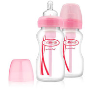Dr. Browns, Natural Flow, Options, Wide-Neck, Special Edition, Pink, 0+ Months, 2 Pack Bottles, 9 oz (270 ml) Each