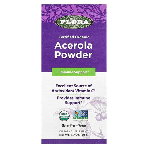 <img alt="Flora, Certified Organic Acerola Powder, 1.7 oz (50 g)" title="Flora, Certified Organic Acerola Powder, 1.7 oz (50 g),061998628102"
