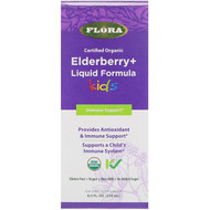Flora, Certified Organic, Elderberry + Liquid Formula, Kids, 8.5 fl oz (250 ml)