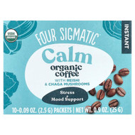 <img alt="Four Sigmatic, Instant Organic Coffee with Reishi & Chaga Mushrooms, Calm, Medium Roast, 10 Packets, 0.09 oz (2.5 g) Each" title="Four Sigmatic, Instant Organic Coffee with Reishi & Chaga Mushrooms, Calm, Medium Roast, 10 Packets, 0.09 oz (2.5 g) Each,816897020614"