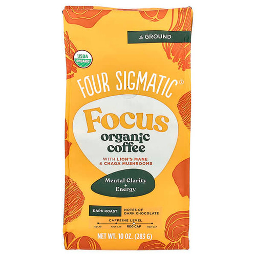 <img alt="Four Sigmatic, Focus, Organic Coffee with Lions Mane & Chaga Mushrooms, Ground, Dark Roast, 10 oz (283 g)" title="Four Sigmatic, Focus, Organic Coffee with Lions Mane & Chaga Mushrooms, Ground, Dark Roast, 10 oz (283 g),816897020195"