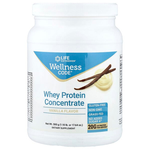 <img alt="Life Extension, Wellness Code, Whey Protein Concentrate, Vanilla, 1.10 lb (500 g)" title="Life Extension, Wellness Code, Whey Protein Concentrate, Vanilla, 1.10 lb (500 g),737870226017"