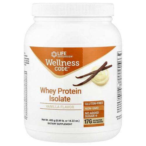 <img alt="Life Extension, Wellness Code, Whey Protein Isolate, Vanilla, 0.89 lb (403 g)" title="Life Extension, Wellness Code, Whey Protein Isolate, Vanilla, 0.89 lb (403 g),737870224211"