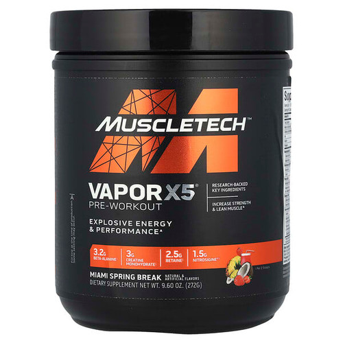 <img alt="MuscleTech, VaporX5, Pre-Workout, Miami Spring Break, 9.6 oz (272 g)" title="MuscleTech, VaporX5, Pre-Workout, Miami Spring Break, 9.6 oz (272 g),631656712322"