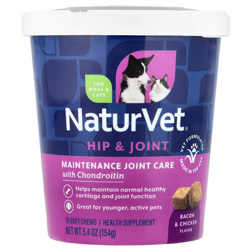 <img alt="NaturVet, Hip & Joint, Maintenance Joint Care with Chondroitin, For Dogs & Cats, Bacon & Chicken, 70 Soft Chews, 5.4 oz (154 g)" title="NaturVet, Hip & Joint, Maintenance Joint Care with Chondroitin, For Dogs & Cats, Bacon & Chicken, 70 Soft Chews, 5.4 oz (154 g),797801037273"