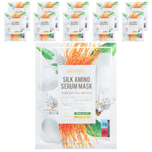 <img alt="Petitfee, Silk Amino Serum Beauty Mask, 10 Sheets, 0.88 oz (25 g) Each" title="Petitfee, Silk Amino Serum Beauty Mask, 10 Sheets, 0.88 oz (25 g) Each,8809508850030"