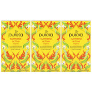 Pukka Herbs, Organic Turmeric Active, Caffeine-Free, 3 Pack, 20 Herbal Tea Sachets Each