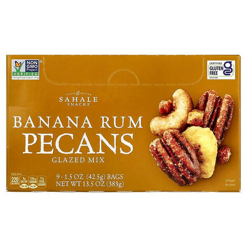 <img alt="Sahale Snacks, Glazed Mix, Banana Rum Pecans, 9 Bags, 1.5 oz (42.5 g) Each" title="Sahale Snacks, Glazed Mix, Banana Rum Pecans, 9 Bags, 1.5 oz (42.5 g) Each,893869000317"