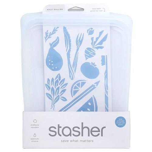 <img alt="Stasher, Reusable Silicone Food Bag, Half Gallon, Clear, 64 fl oz (1.89 l)" title="Stasher, Reusable Silicone Food Bag, Half Gallon, Clear, 64 fl oz (1.89 l),816990013377"