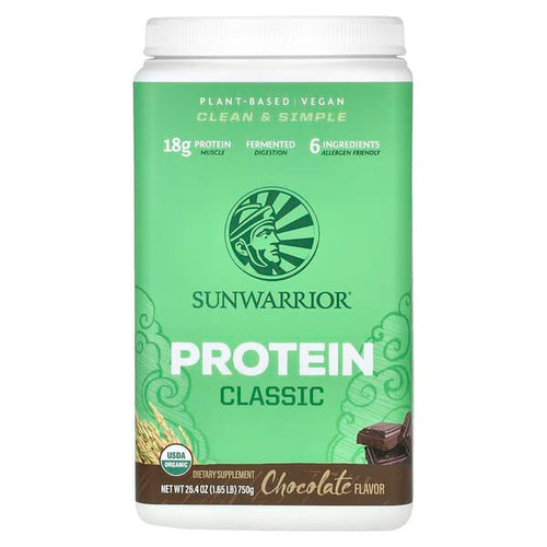 <img alt="Sunwarrior, Classic Protein, Chocolate, 1.65 lb (750 g)" title="Sunwarrior, Classic Protein, Chocolate, 1.65 lb (750 g),814784025889"