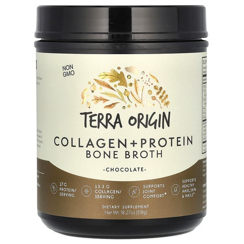 <img alt="Terra Origin, Collagen + Protein Bone Broth, Chocolate, 18.27 oz (518 g)" title="Terra Origin, Collagen + Protein Bone Broth, Chocolate, 18.27 oz (518 g),857668007113"