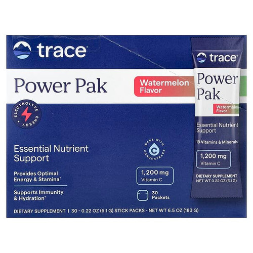 <img alt="Trace, Power Pak, Watermelon, 30 Stick Packs, 0.22 oz (6.1 g) Each" title="Trace, Power Pak, Watermelon, 30 Stick Packs, 0.22 oz (6.1 g) Each,878941004391"