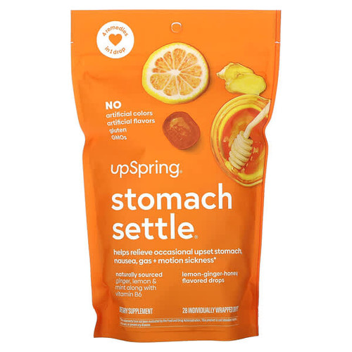 <img alt="UpSpring, Stomach Settle Drops, Lemon-Ginger-Honey, 28 Individually Wrapped Drops" title="UpSpring, Stomach Settle Drops, Lemon-Ginger-Honey, 28 Individually Wrapped Drops,859188006393"